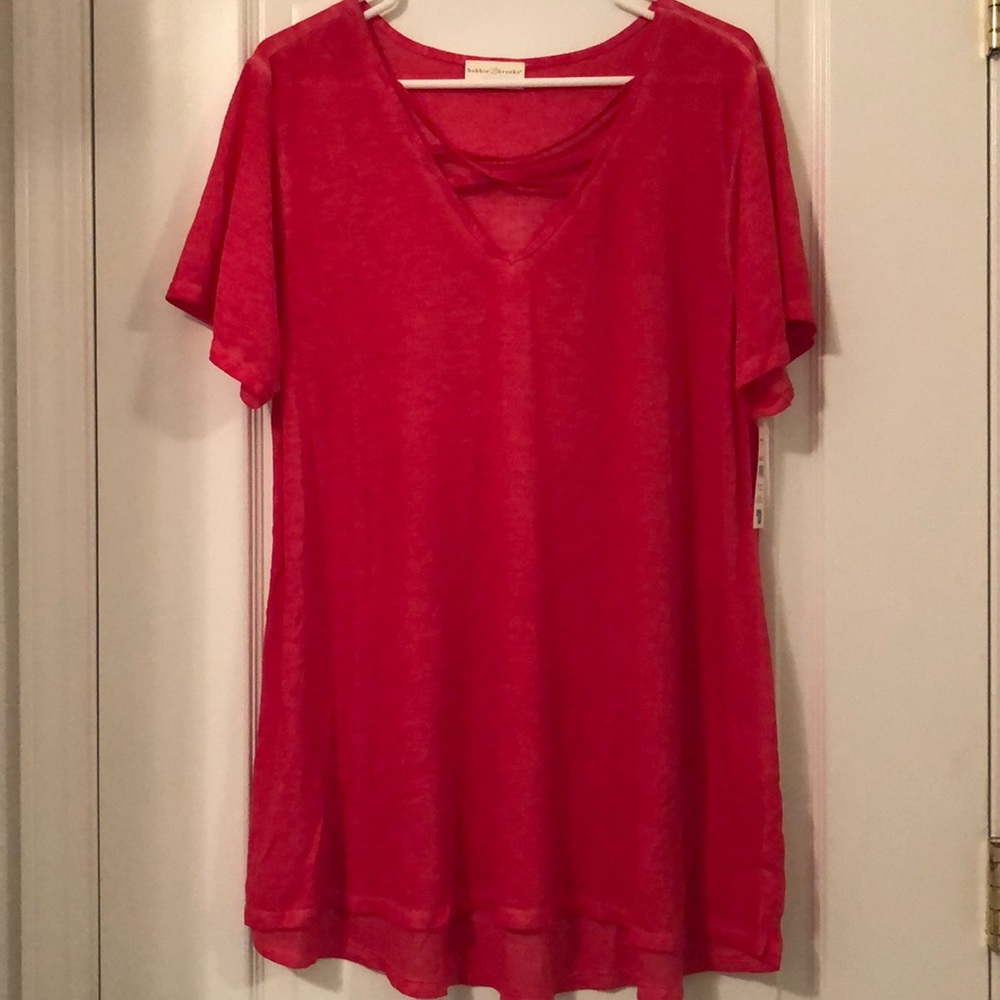 Bobbie Brooks Cross Neck Tee